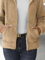 Textured Knit Zip-up Hooded Outerwear (12)