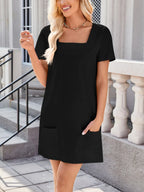Square Neck Short Sleeve Mini Tee Dress (14)