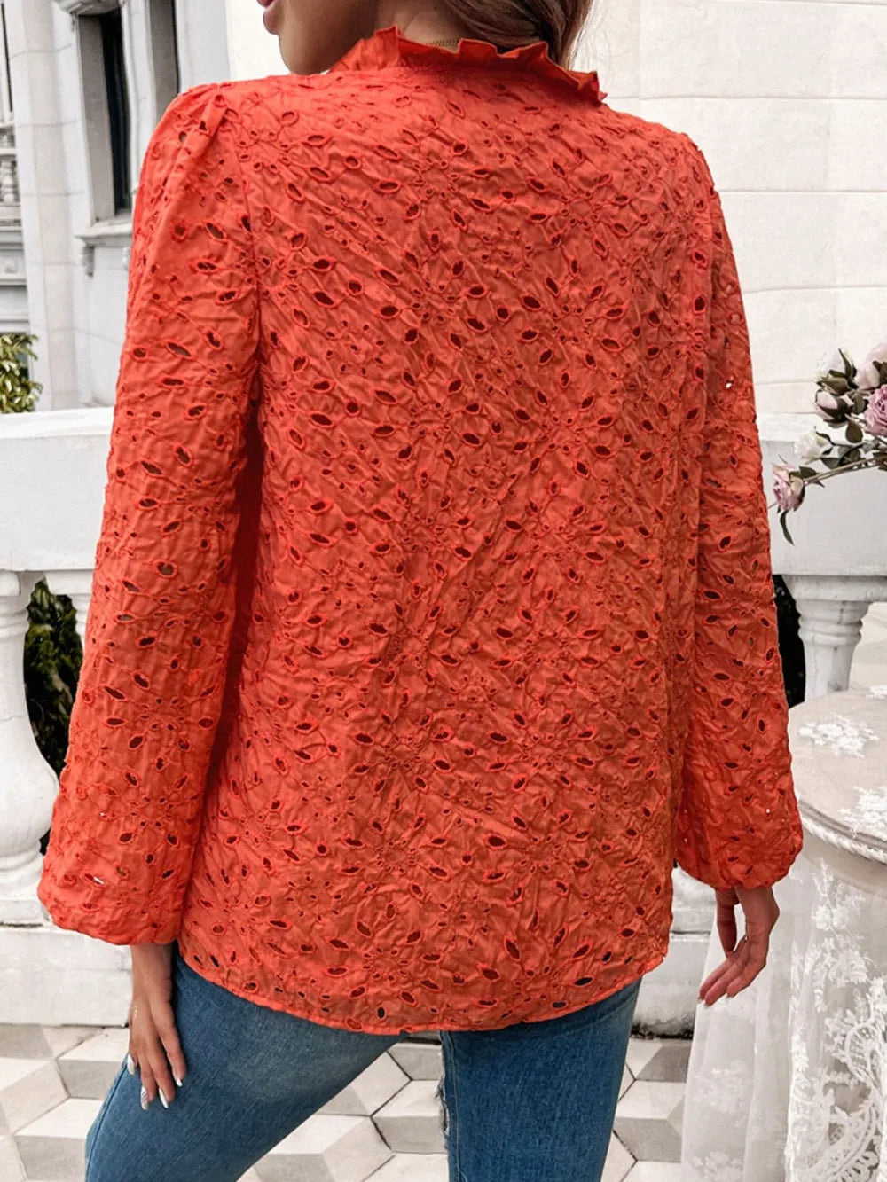 Frill Round Neck Long Sleeve Shirt (2)