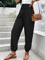 Smocked High Rise Joggers Pockets (5)