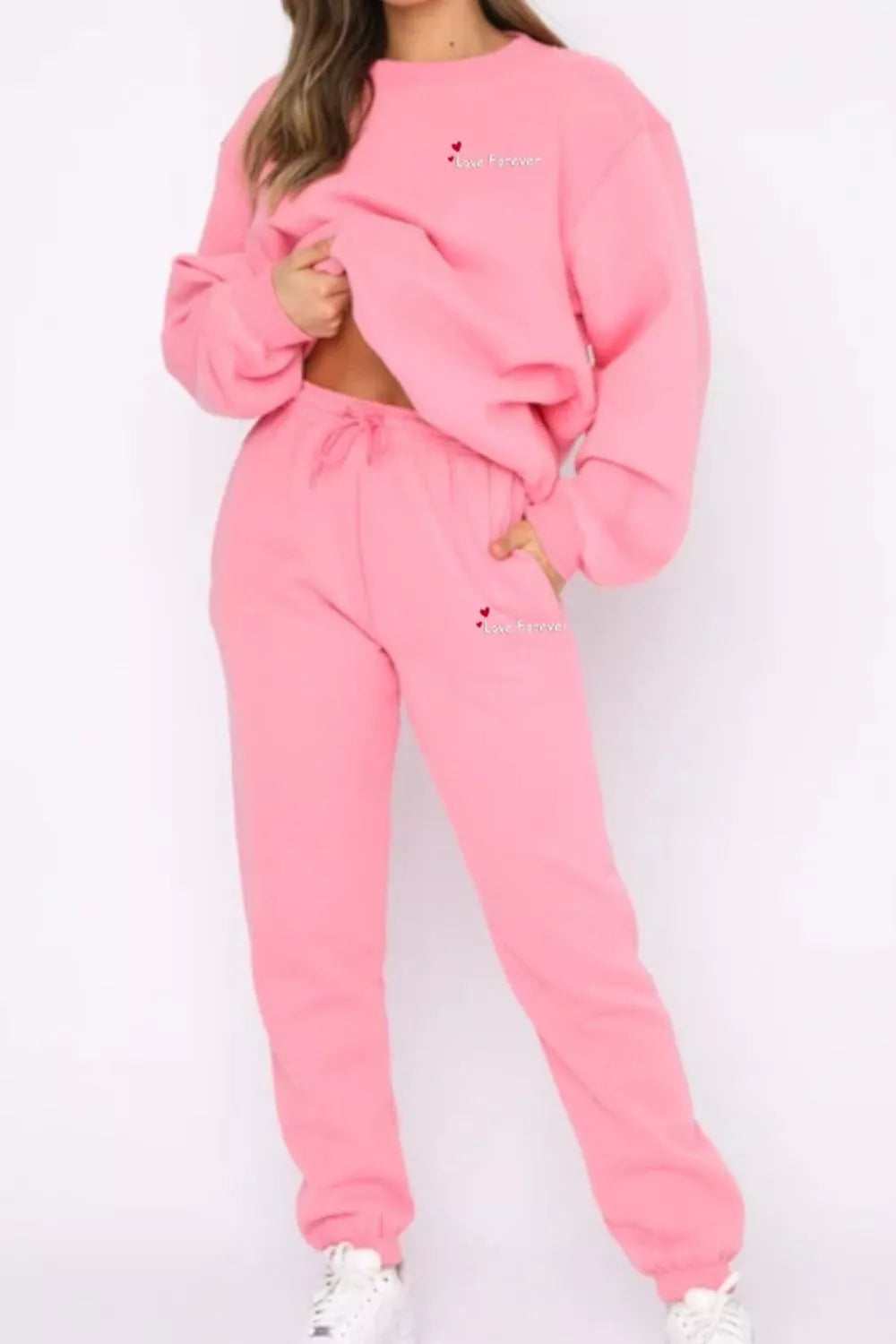 Round Neck Sweatshirt Joggers Set (27)