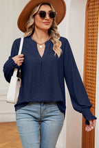 Eyelet Notched Long Sleeve T-shirt (7)