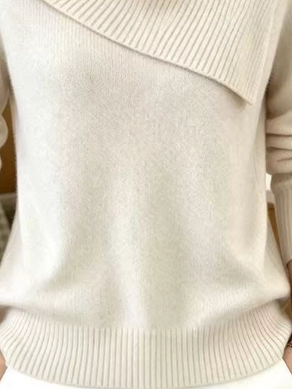Full Size Asymmetric Ribbed Collar Sweater Plus (3)