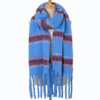 Cashmere-like Loop Yarn Chunky Ribbed Striped Scarf photo 3
