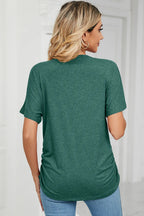 Ruched V-neck Short Sleeve T-shirt (28)