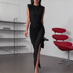 Spring Designer Crew-neck Defined-waist Dress photo 2