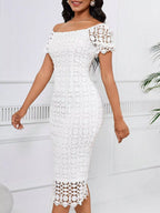 Lace Short Sleeve Midi Dress (2)