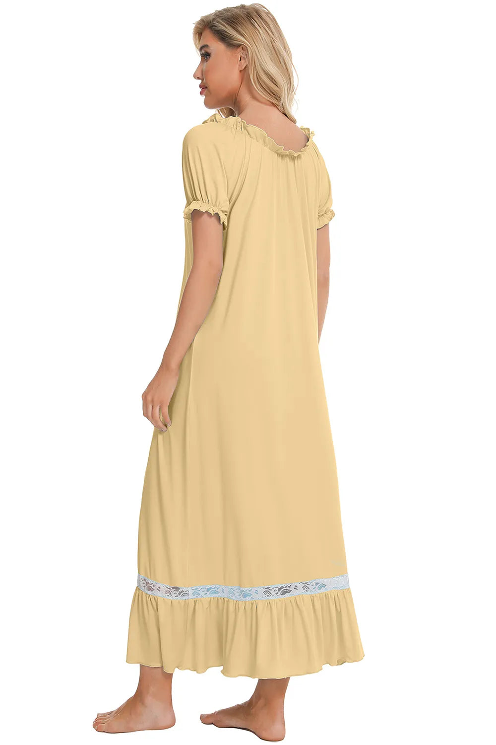 Lace Detail Short Sleeve Lounge Dress (20)