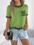 Round Neck Short Sleeve Knit Top (2)