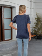 Round Neck Lace Short Sleeve T-shirt (22)