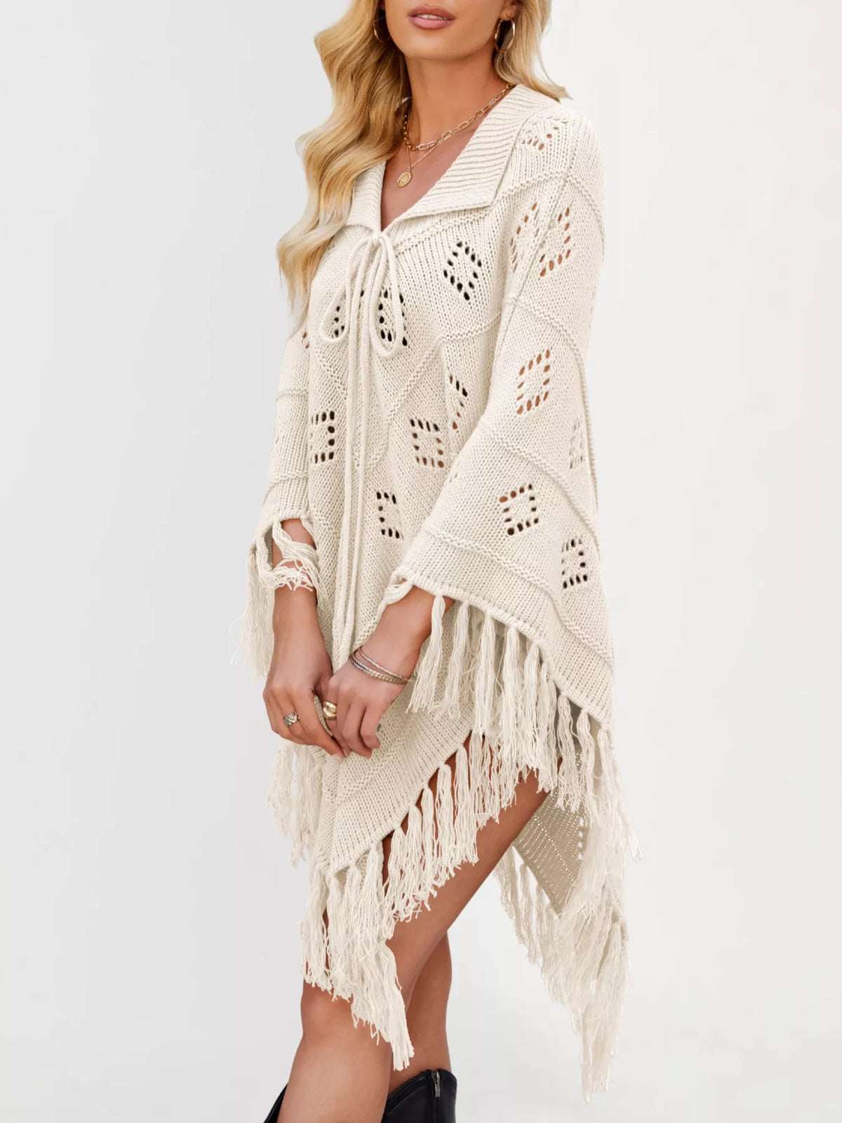 Fringe Openwork Knit Cover Up (4)