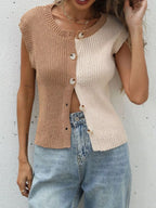 Two-tone Button Up Cardigan