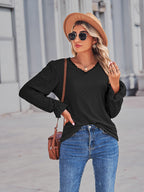 Eyelet V-neck Flounce Sleeve Blouse (8)