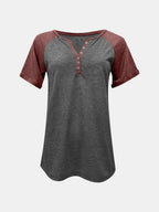 Contrast Notched Short Sleeve T-shirt (18)