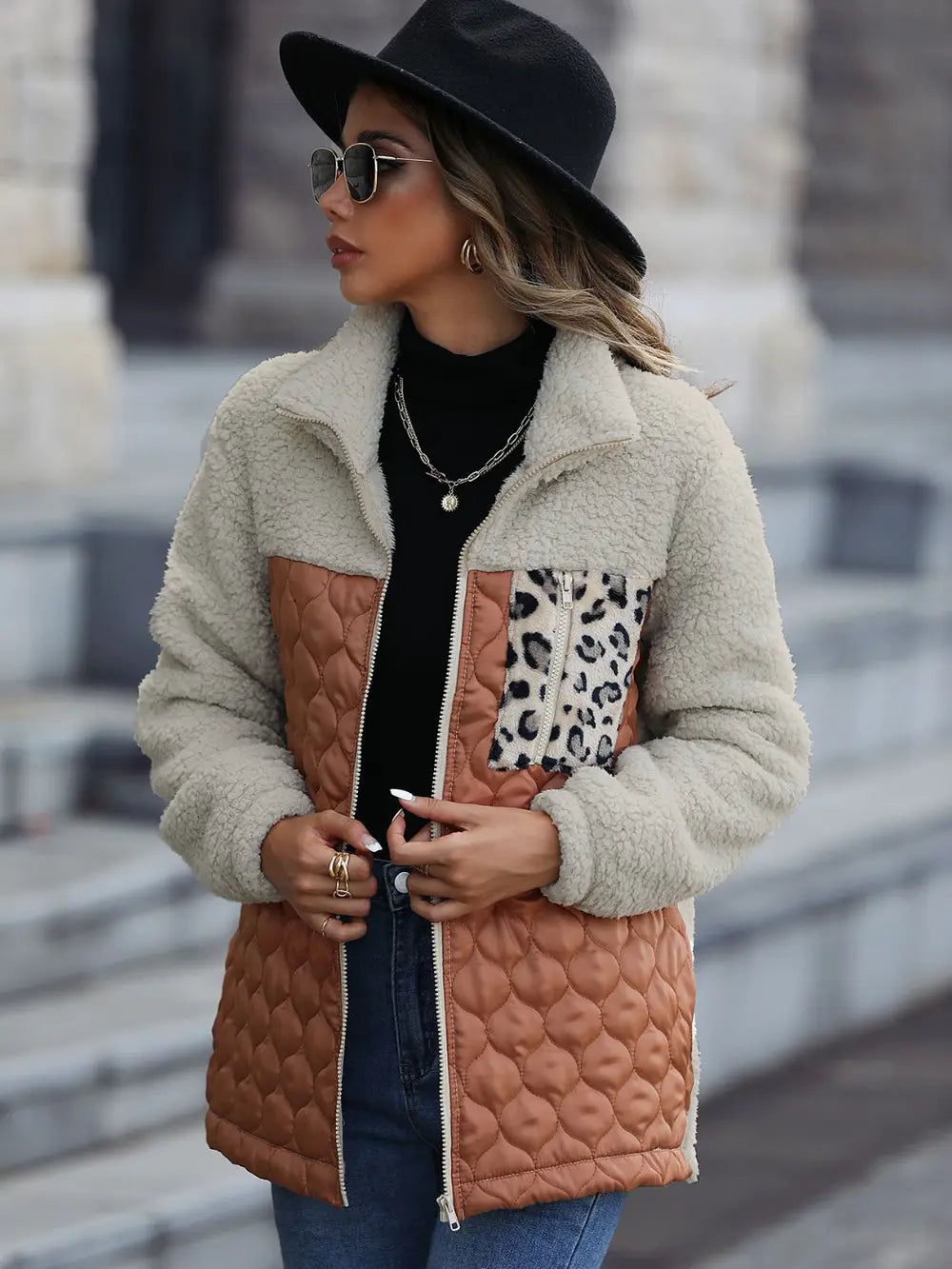 Leopard Block Zip-up Jacket (2)