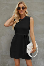 Tied Round Neck Sleeveless Sweater Dress (15)