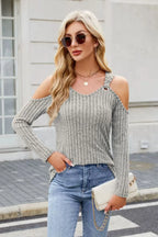 Ribbed Cold Shoulder Long Sleeve Top (16)