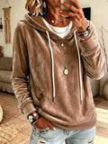 Full Size Drawstring Velvet Long Sleeve Hoodie Plus