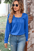 Ruched Square Neck Long Sleeve T-shirt (4)
