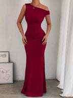 One-shoulder Ruched Bodycon Maxi Dress (6)