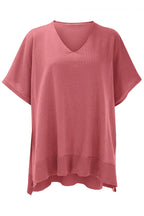 Slit V-neck Half Sleeve Knit Top (30)