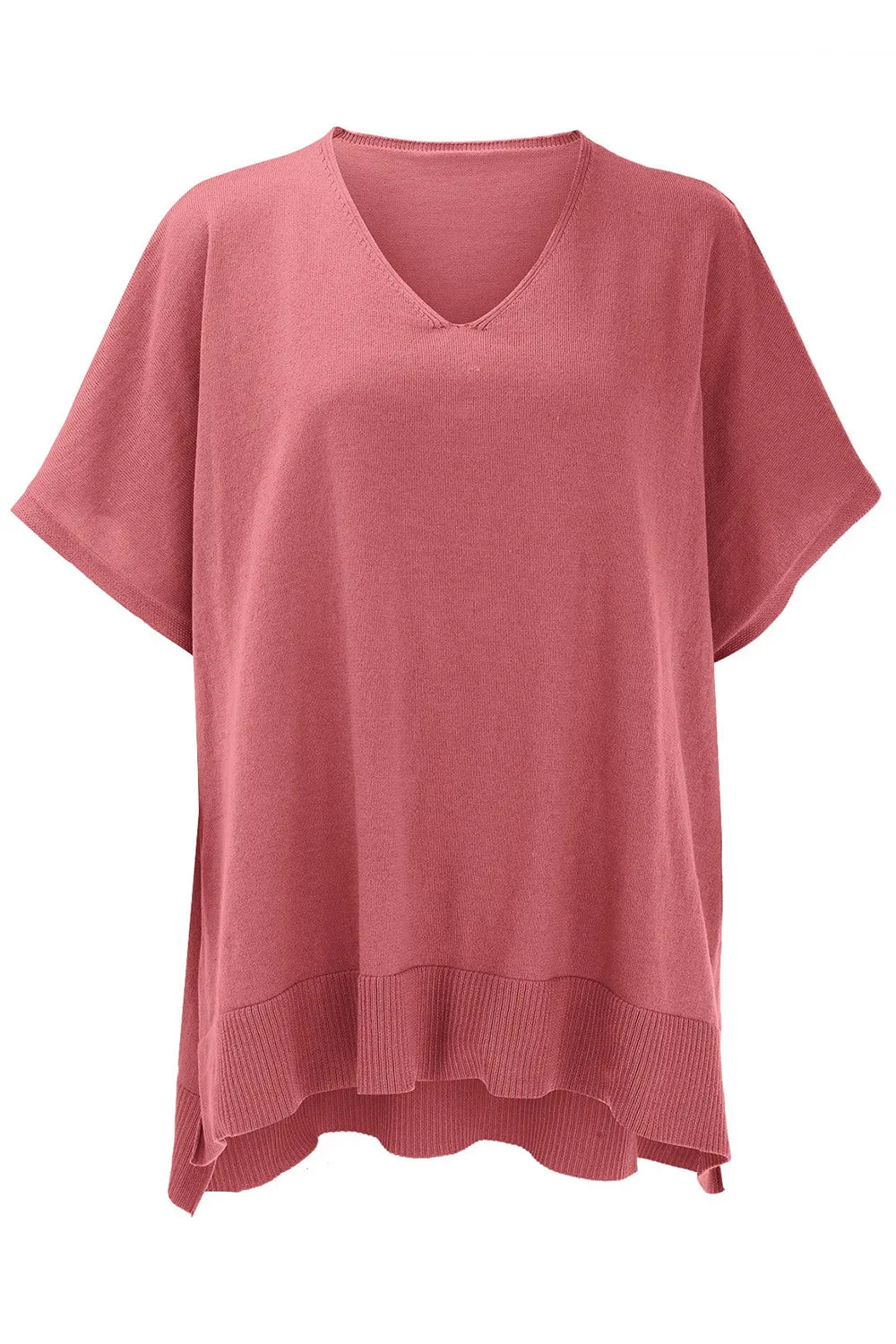 Slit V-neck Half Sleeve Knit Top (30)