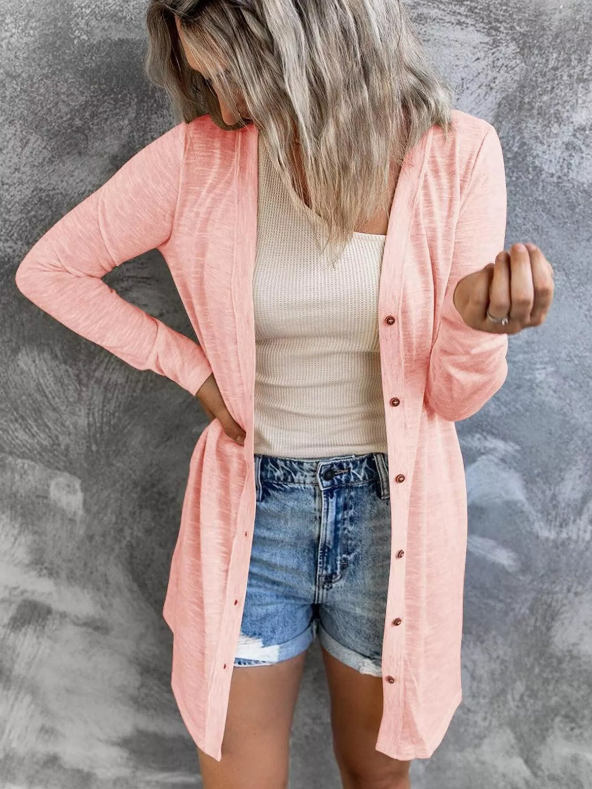 Full Size Lightweight Button-up Cardigan Plus (15)
