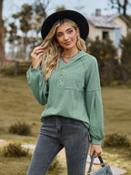 Cable-knit Dropped Shoulder Hoodie (4)