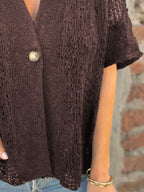 Full Size One Button Half Sleeve Cardigan Plus (13)