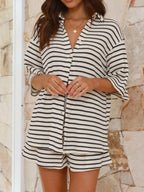Striped Half Sleeve Top Shorts Set (6)