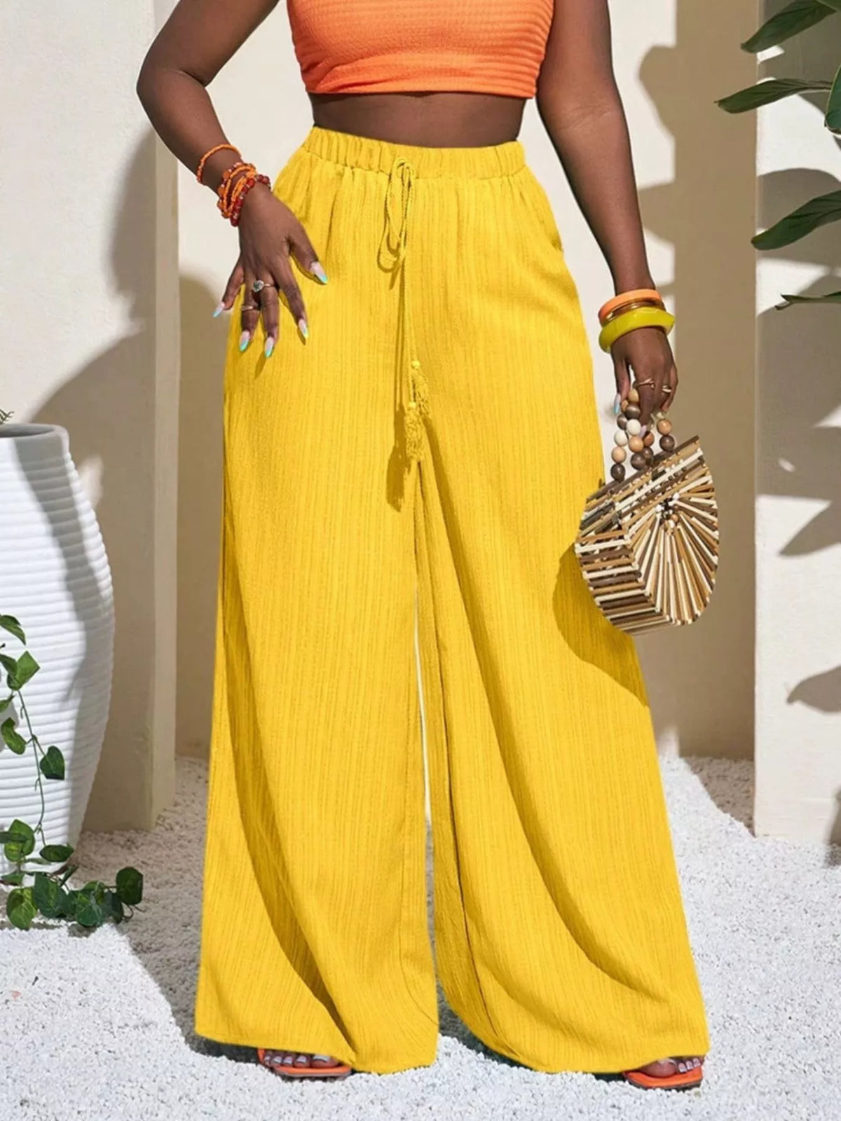 Wide-leg Pants Drawstring (2)