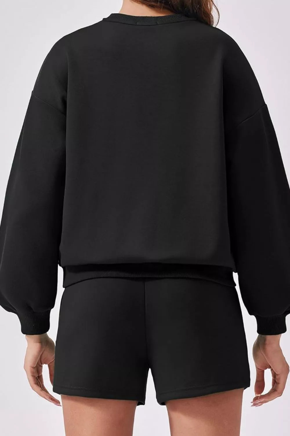 Round Neck Sweatshirt Shorts Set (15)