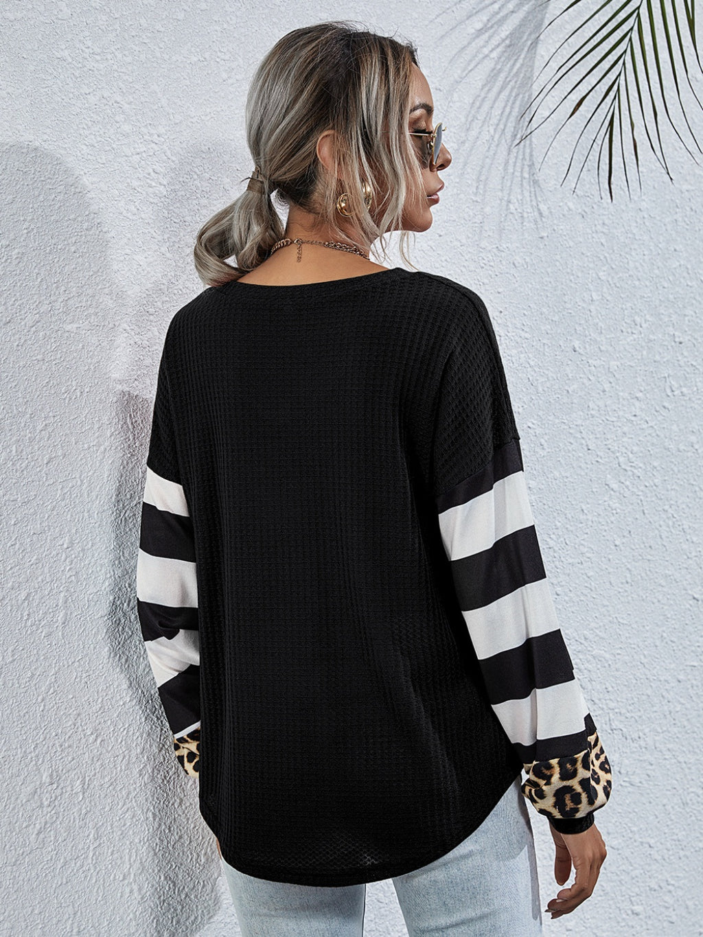 Leopard Striped Waffle-knit Top (6)
