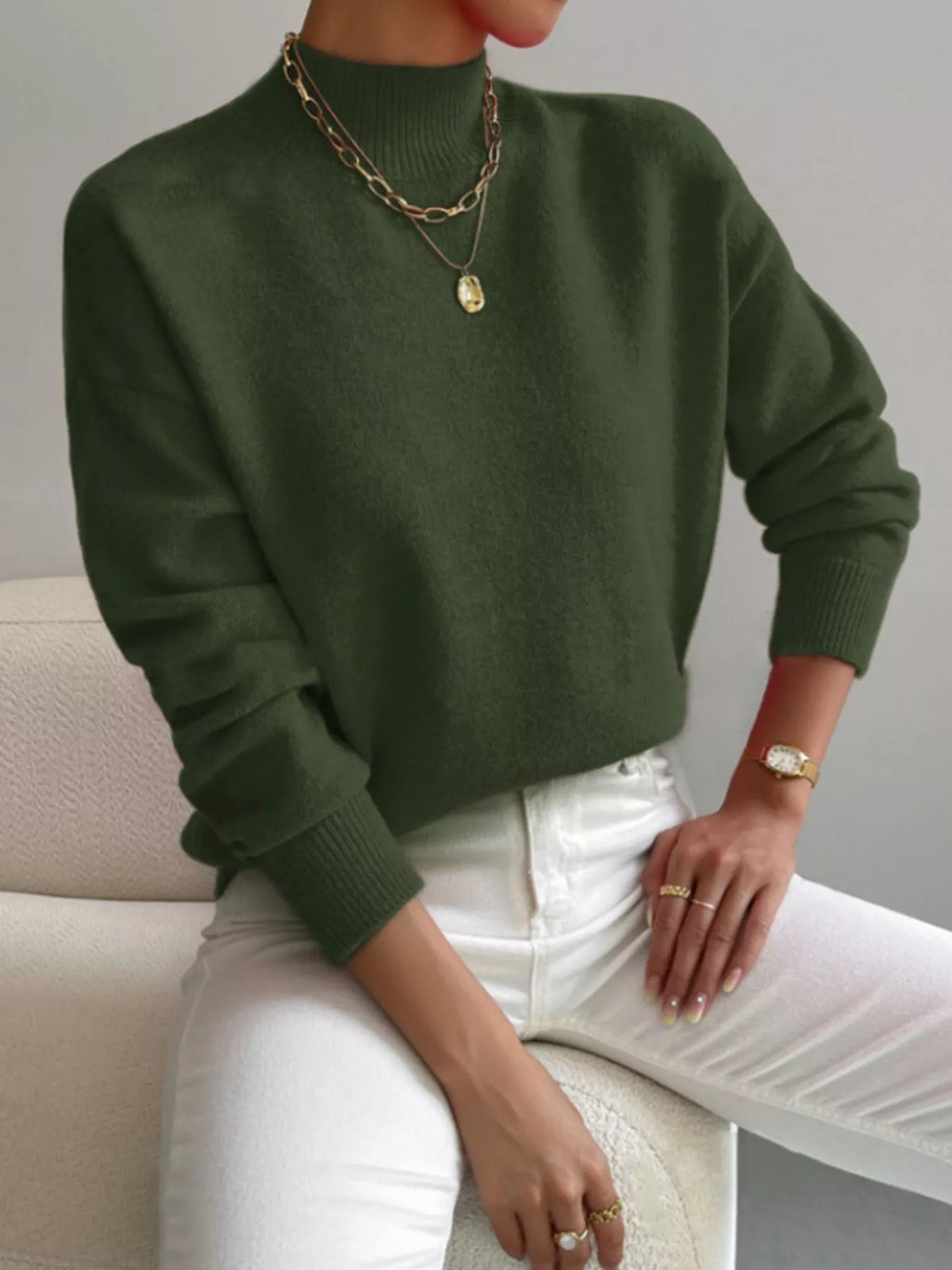 Mock Neck Dropped Shoulder Sweater (6)