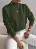 Mock Neck Dropped Shoulder Sweater (6)