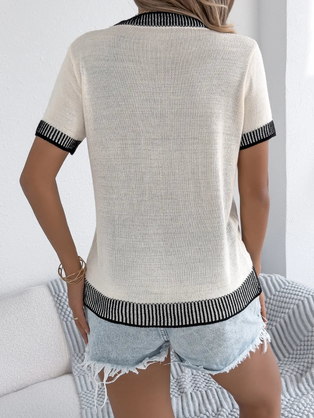 Round Neck Short Sleeve Knit Top (12)