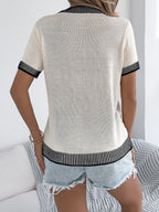 Round Neck Short Sleeve Knit Top (12)
