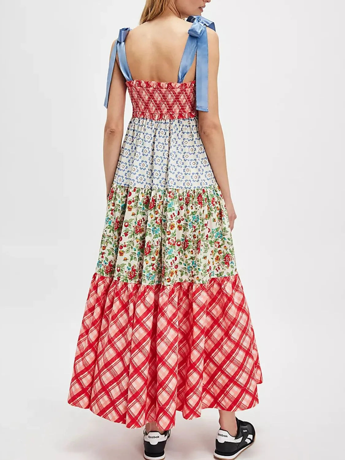 Printed V-neck Tie Shoulder Cami Dress (3)