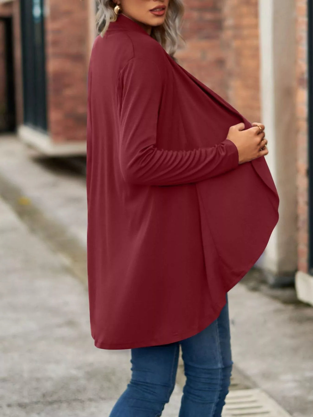 Open-front Dropped Shoulder Cardigan (23)