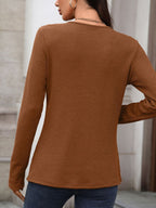 Waffle Knit Long Sleeve T-shirt (28)