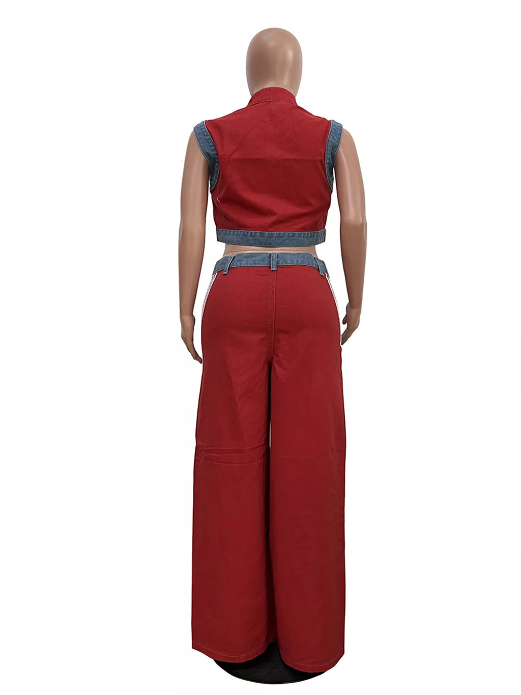 Zip Front Crop Top Striped Pants Set (14)