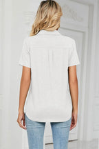 Johnny Collar Short Sleeve Blouse (12)