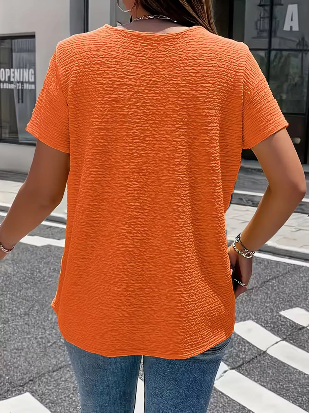 Textured Short Sleeve Blouse (2)