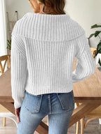 Cable-knit Long Sleeve Sweater (5)