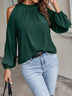 Cold Shoulder Frill Neck Blouse (7)