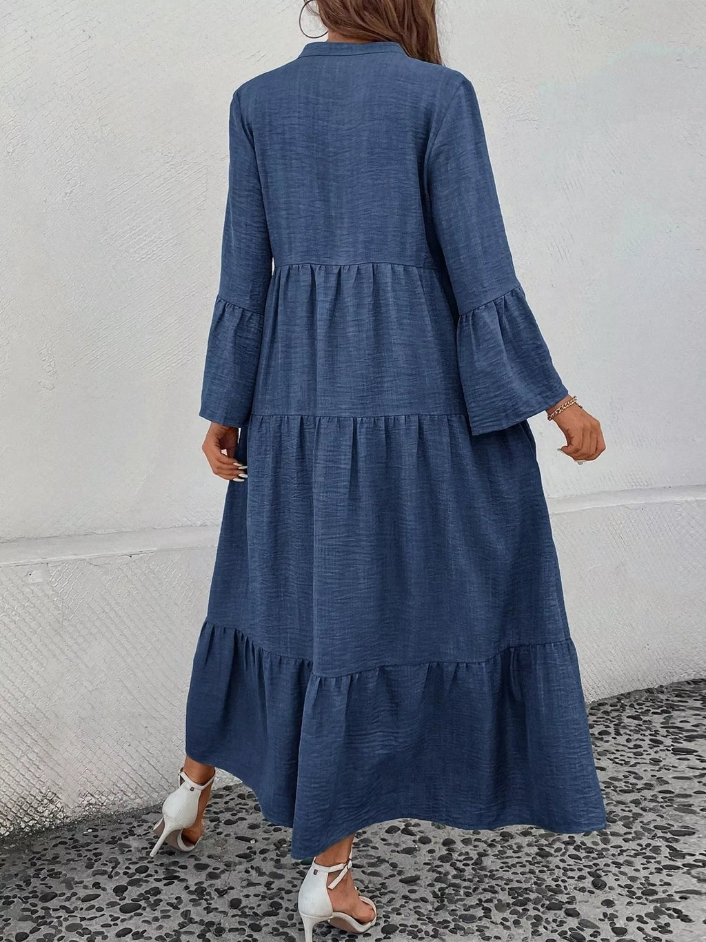 Ruffle Hem Button Front Tiered Dress (12)