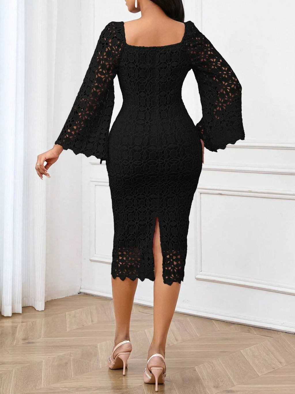 Lace Square Neck Midi Dress (12)