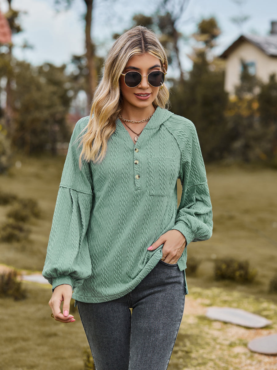 Cable-knit Dropped Shoulder Hoodie