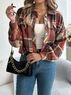 Plaid Button Up Long Sleeve Jacket (2)