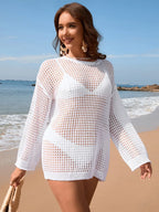 Openwork Dropped Shoulder Long Sleeve Cover-up (6)